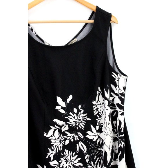 Maya Brooke Dress Womens Black Casual Floral Pattern Sleeveless Size 18W - Picture 2 of 8